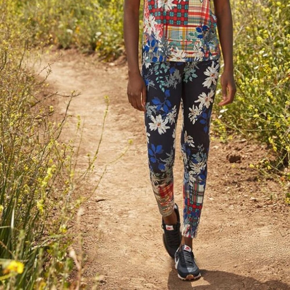 Johnny Was Floral Leggings - Blue and White